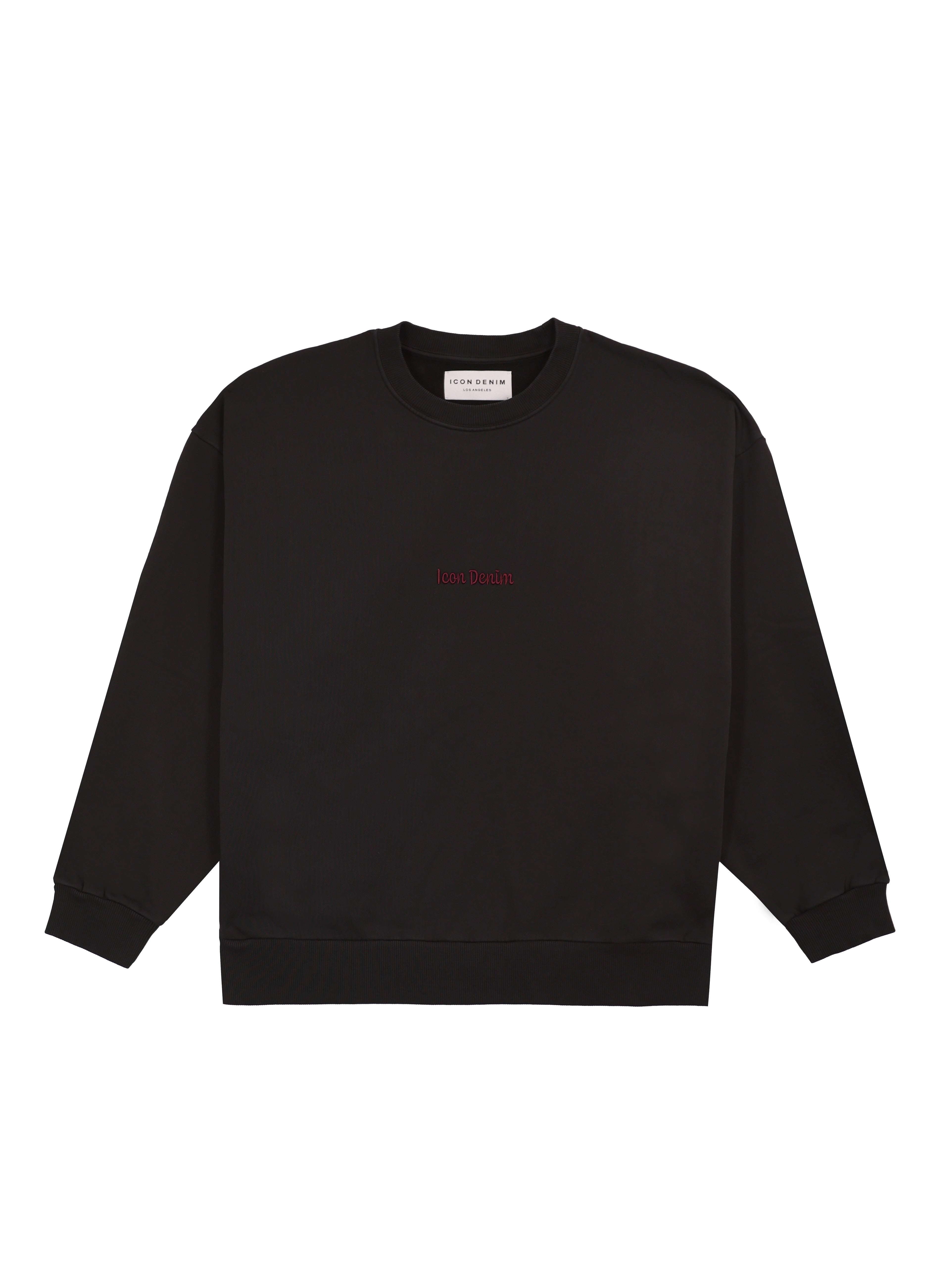 Still life of Fitz men’s sweatshirt in black, 100% cotton.