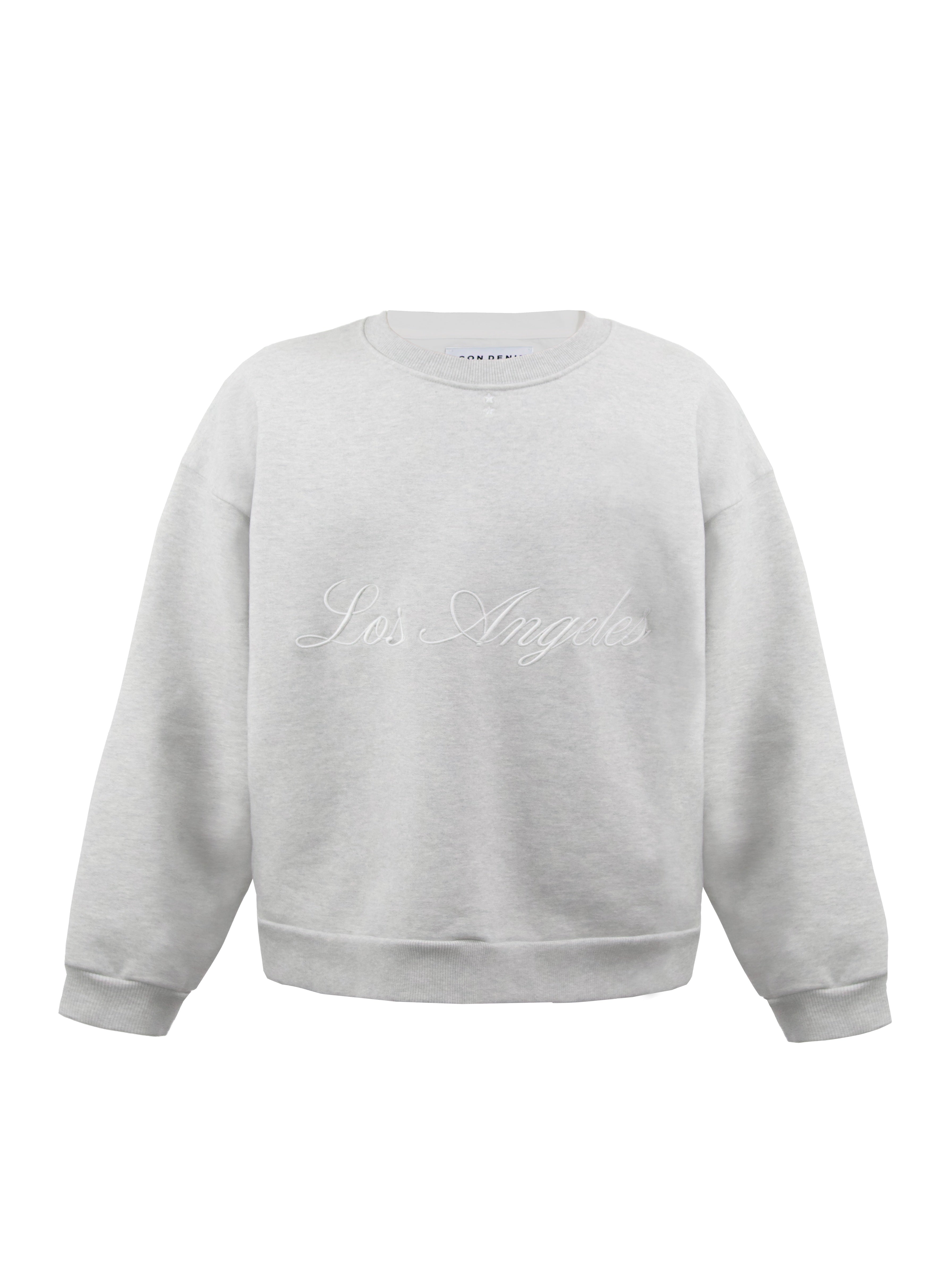 Still life of Fitz men’s sweatshirt in gray, 100% cotton.