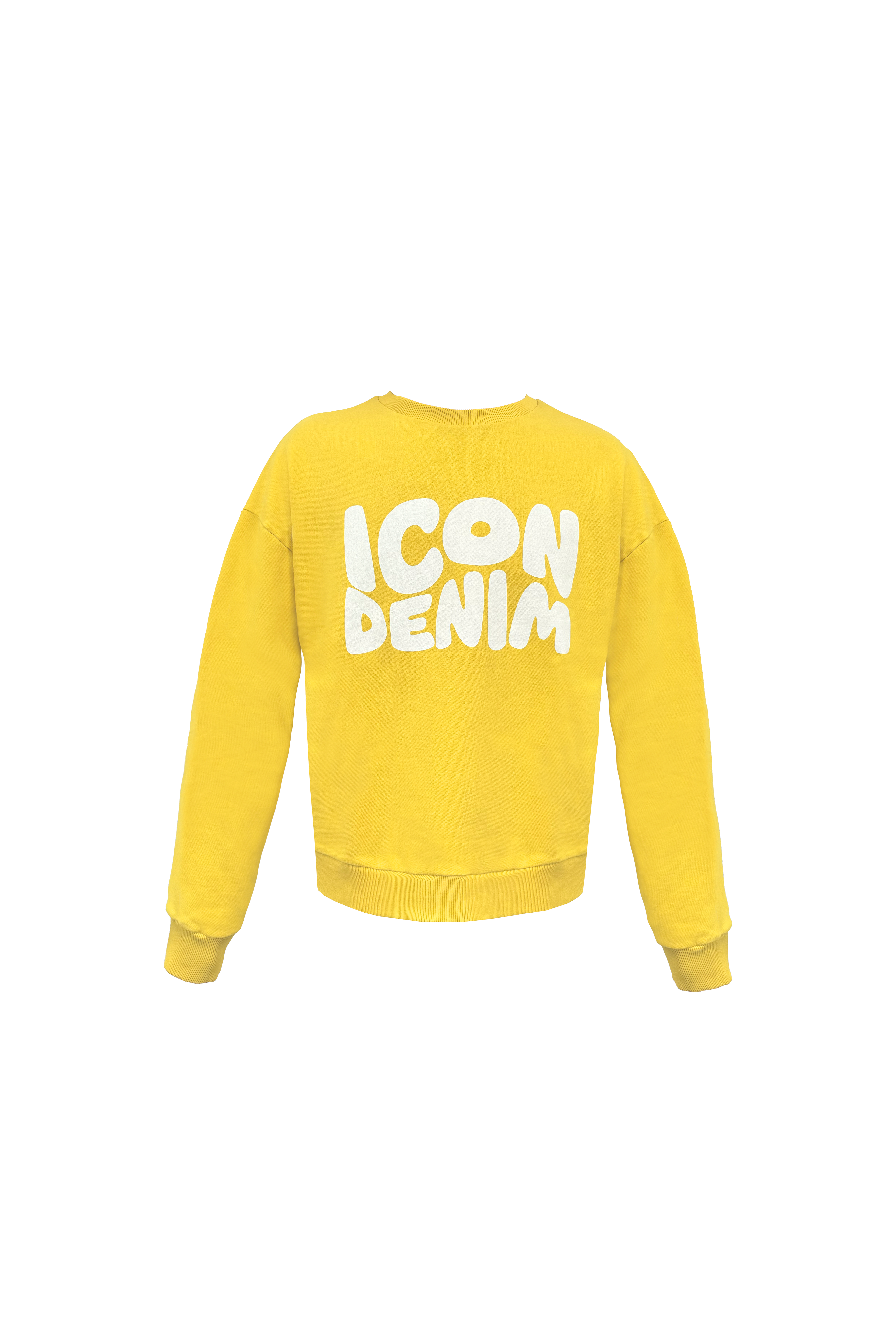 Still life of Jamie women’s sweatshirt in sunny, 100% cotton.