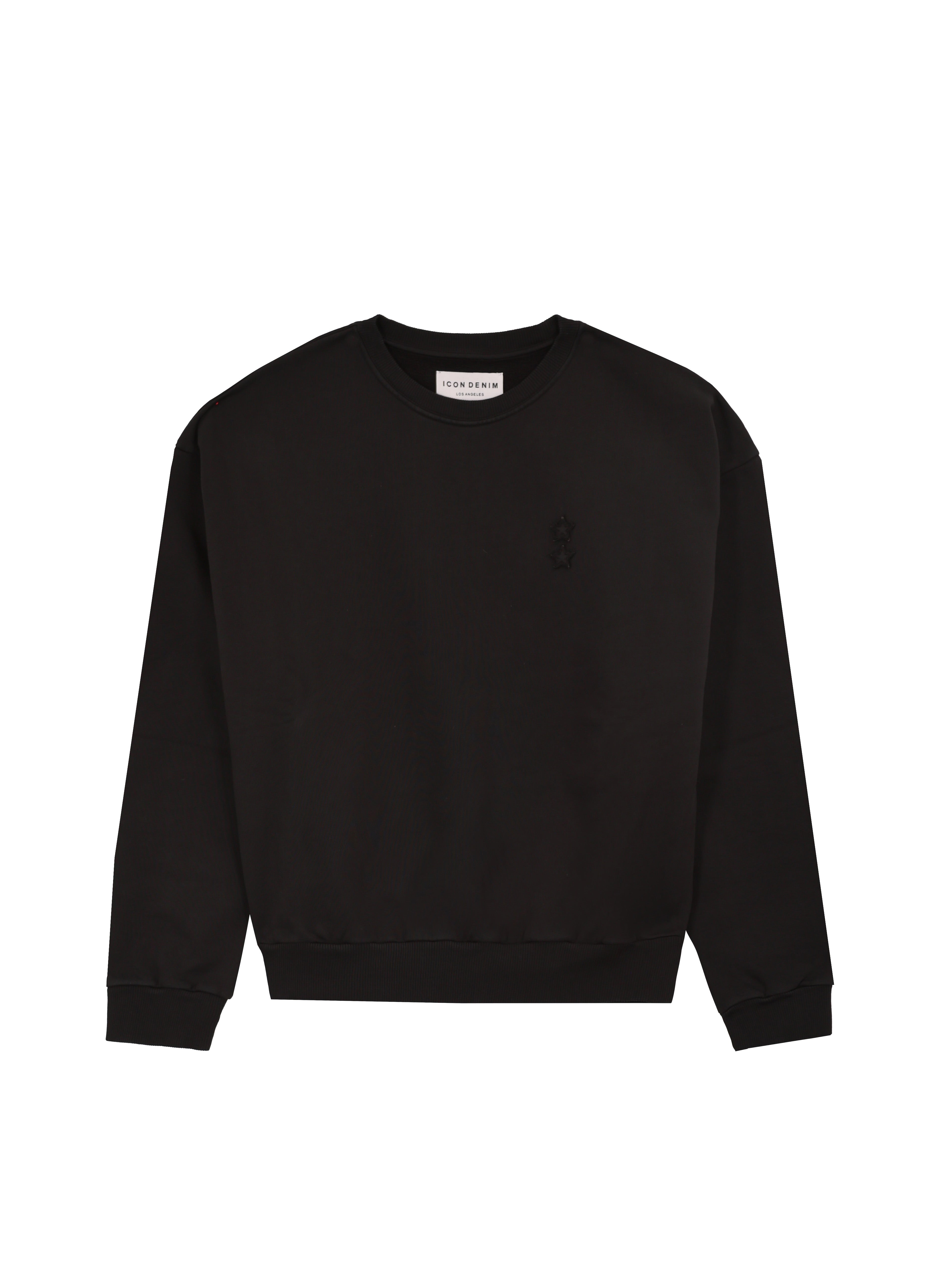 Still life of Mellie women’s sweatshirt in black, 100% cotton.